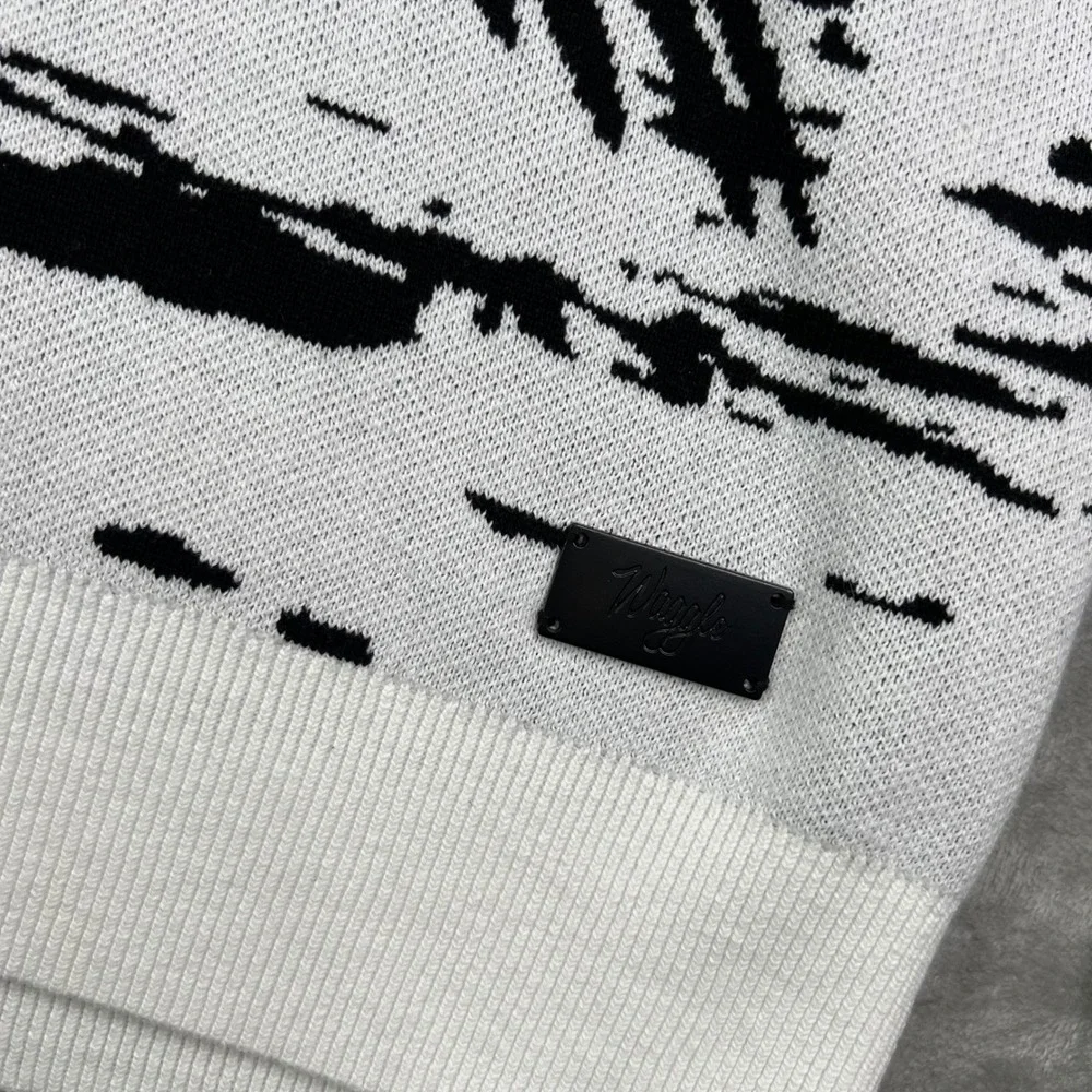 Waggle Loon Call Wildknit Crewneck‎ Sweater Mens XL White Black Bird Graphic - Picture 3 of 11